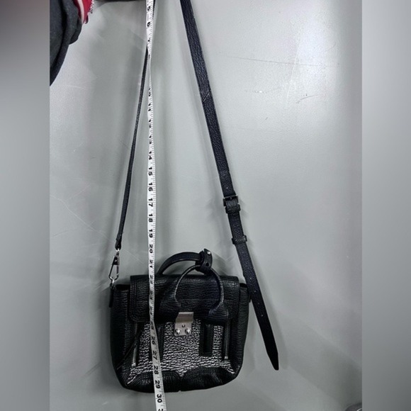 3.1 Phillip Lim Pashli Satchel Bag Black Pebble Leather Metallic Textured - Picture 11 of 13